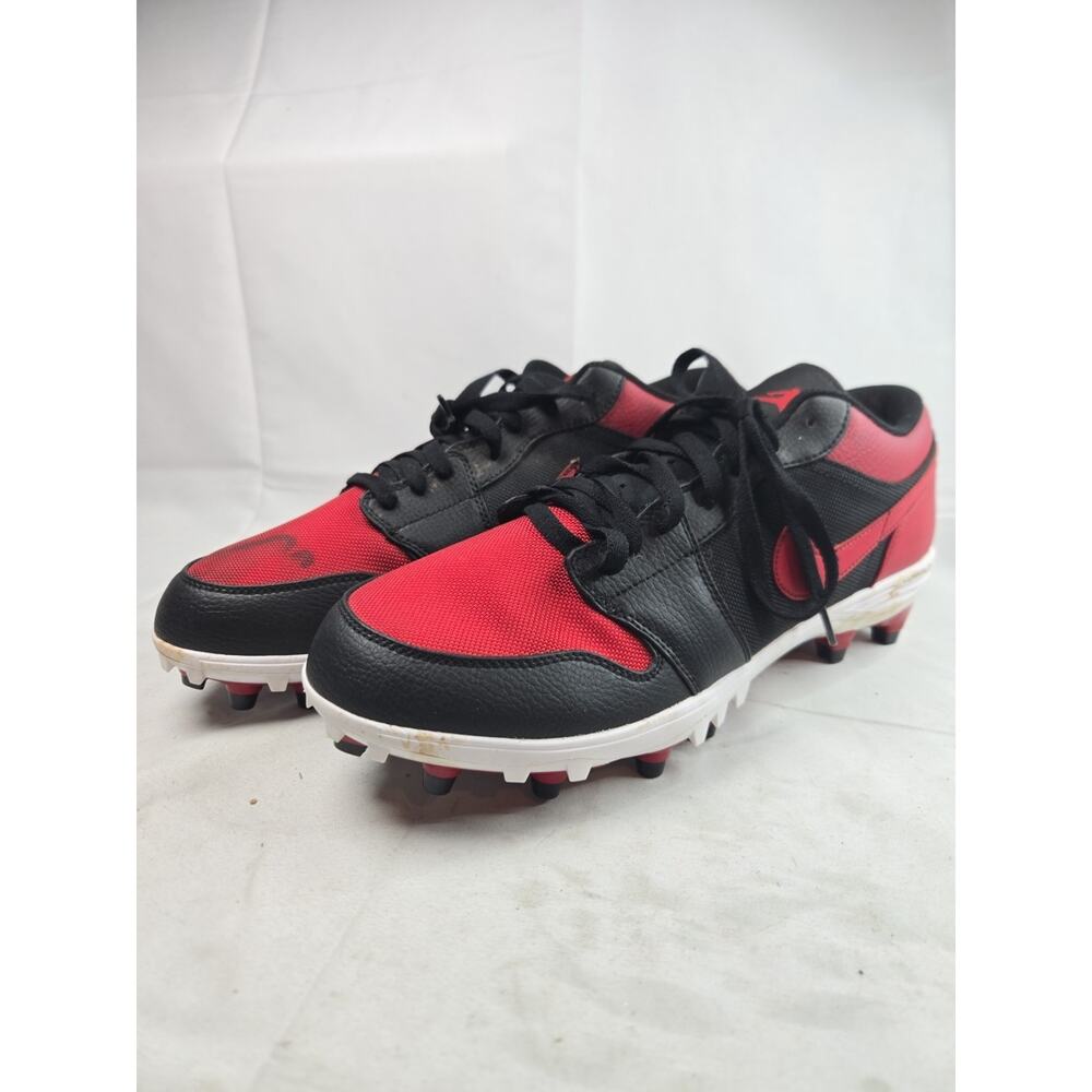Size 12.5- Nike Air Jordan 1 Retro TD Low Bred Black Red OG Football Cleats